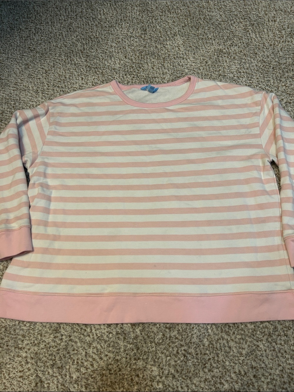 Draper James Pink and White Striped 3/4 Sleeve Sweatshirt Top